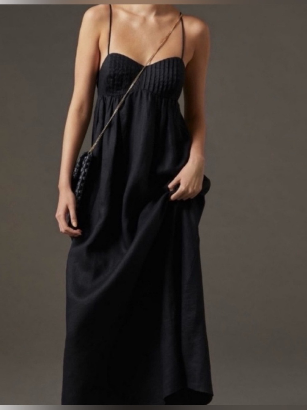 Anthropologie Maeve MaxiBlack Spaghetti Strap Dress